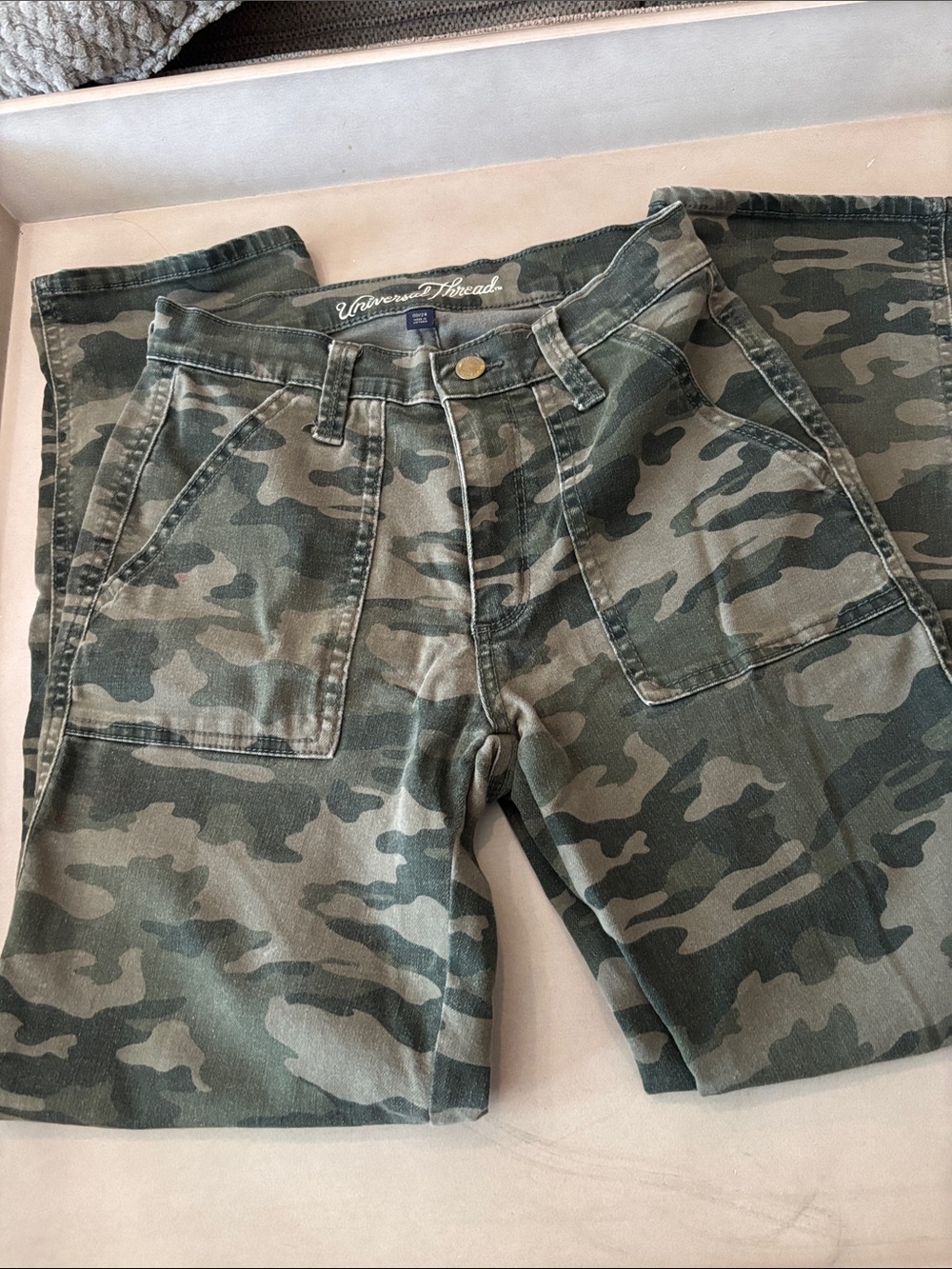 Universal Thread Camo Straight Leg Jeans in Green